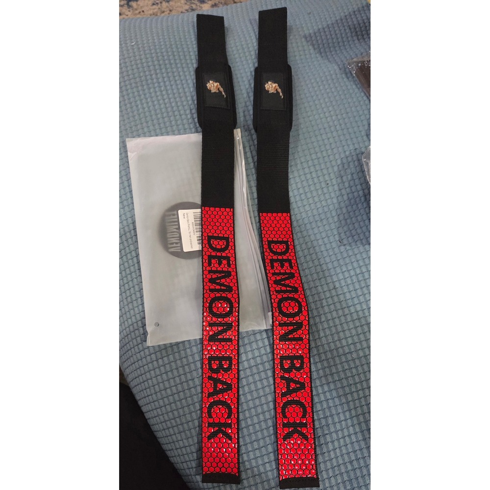 Venomlift Demon Back Premium Weightlifting Straps Black Red Honeycomb Gym Gear